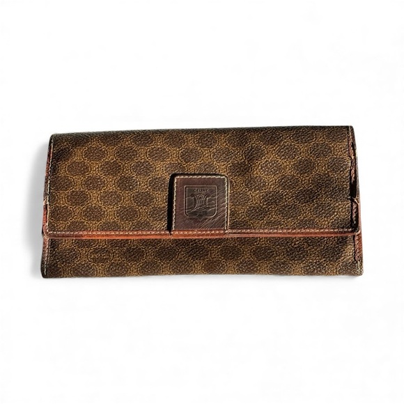 Celine vintage Triomphe Brown Leather long bifold women wallet - Picture 1 of 13